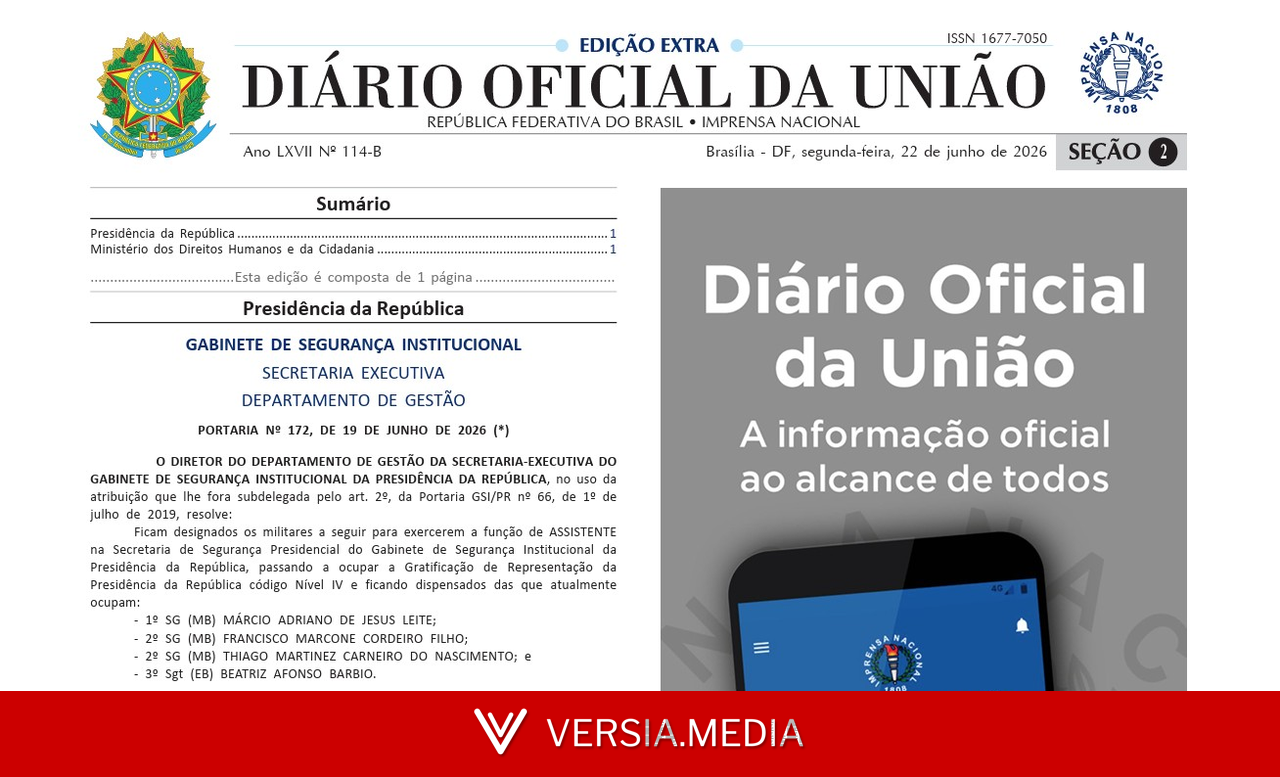 Órgão do GSI corrige portaria que designava 'Fulano de Tal' e 'Cicrano de Tal' como assistentes na Segurança Presidencial